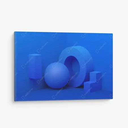Leinwandbild blaue geometrische 3d-komposition – Pixers®