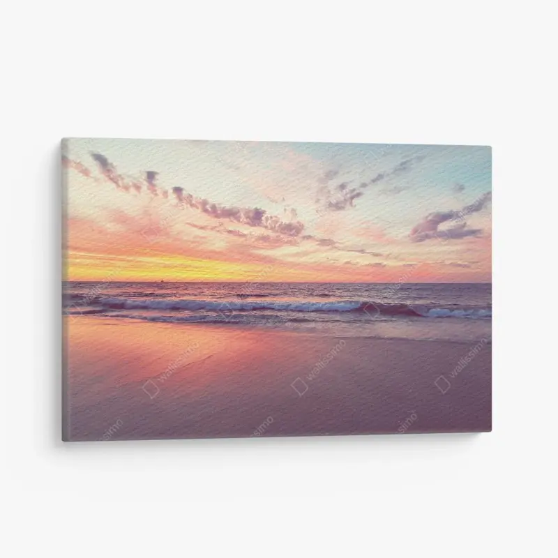 Leinwandbild pastelliger sonnenuntergang über ruhigem meer