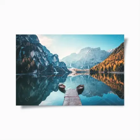 Poster ruhiger morgen am Pragser Wildsee, Dolomiten – Pixers®