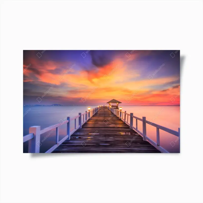 Poster holzsteg im sonnenaufgang