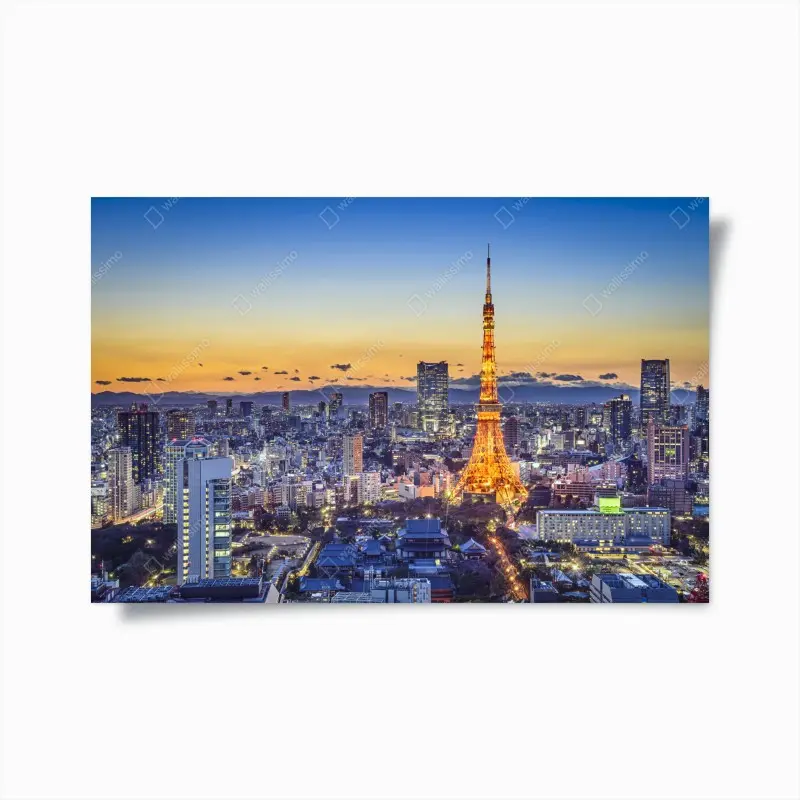 Poster Tokyo Tower bei dämmerung