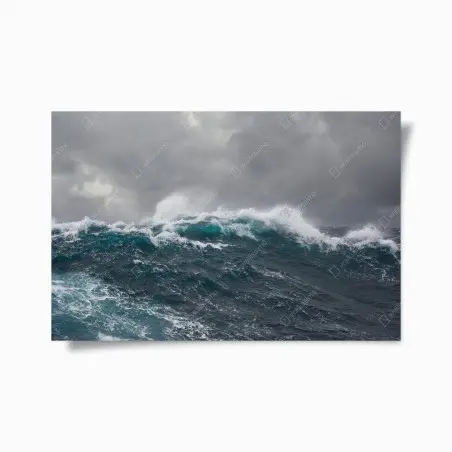 Poster stürmisches meer mit brechenden wellen – Pixers®