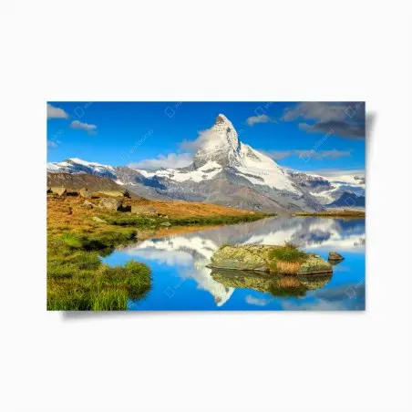 Poster majestätischer Matterhorn-spiegel im alpensee – Pixers®