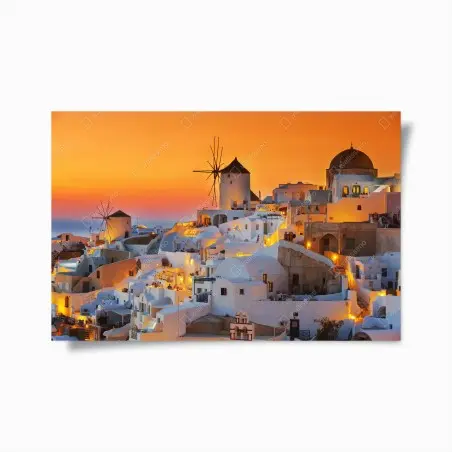 Poster goldener sonnenuntergang über Oia, Santorini – Pixers®