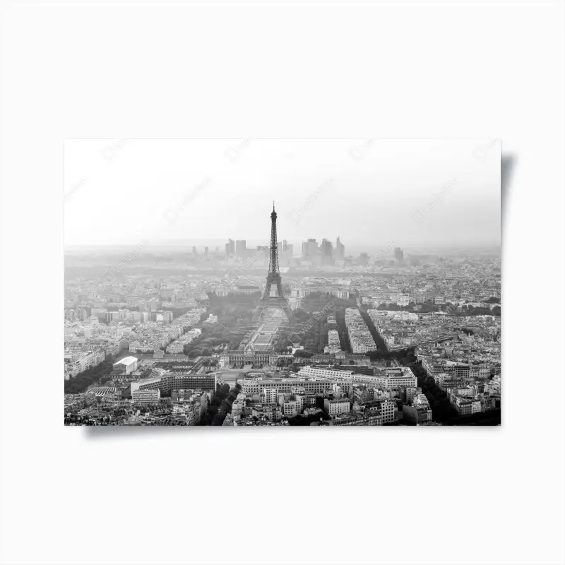 Poster elegante Eiffelturm luftaufnahme in graustufen