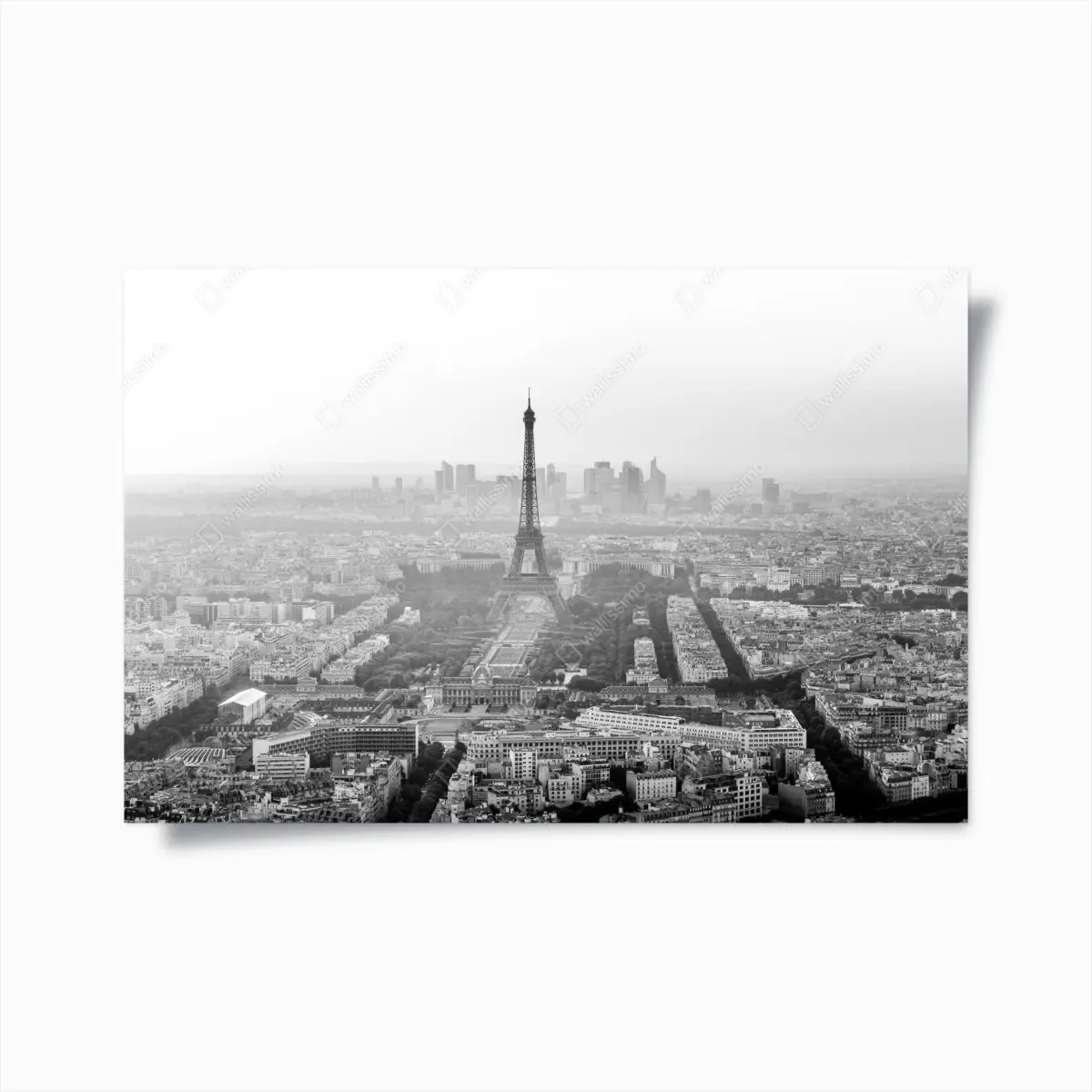 Poster elegante Eiffelturm luftaufnahme in graustufen – Pixers®