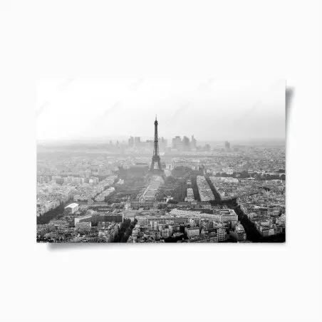 Poster elegante Eiffelturm luftaufnahme in graustufen – Pixers®