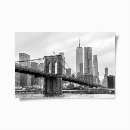 Poster Brooklyn Bridge und New York skyline in graustufen – Pixers®