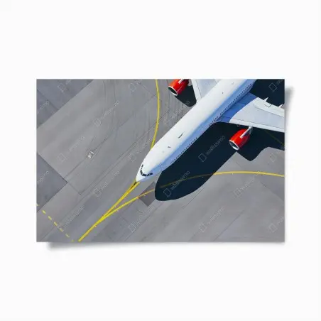 Poster luftaufnahme eines flugzeugs auf dem rollfeld – Pixers®