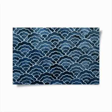 Poster japanisches blaues seigaiha-wellenmuster – Pixers®