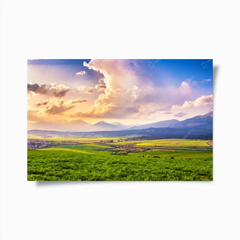Poster frühlingshafte panoramalandschaft der Tatra, Slowakei