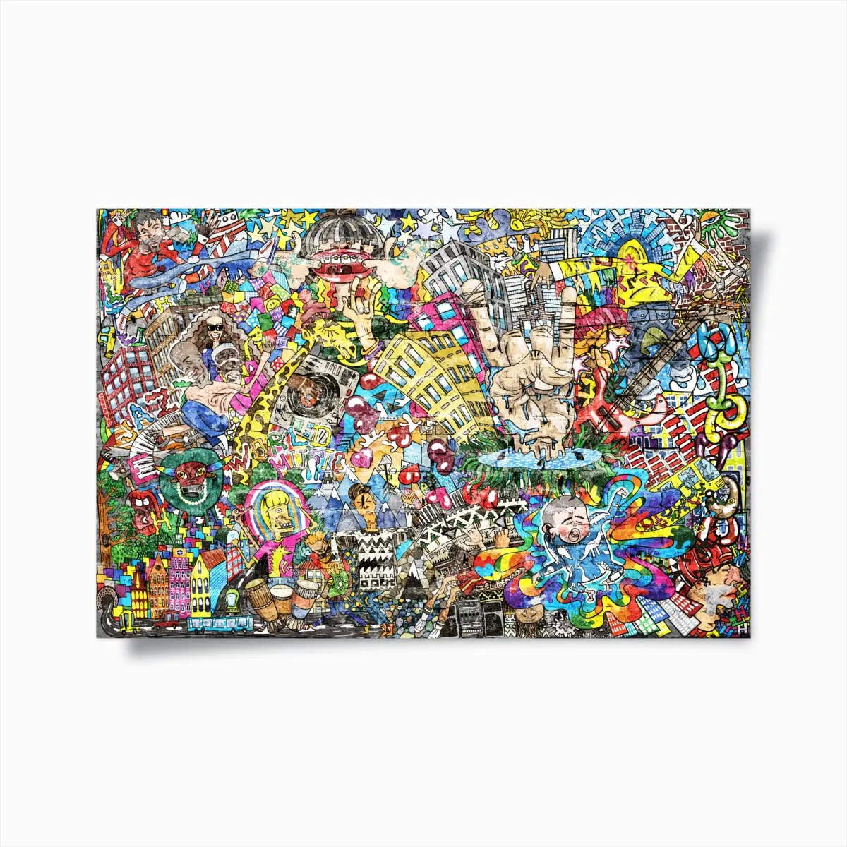 Poster farbenfrohes urbanes musikmural – Pixers®