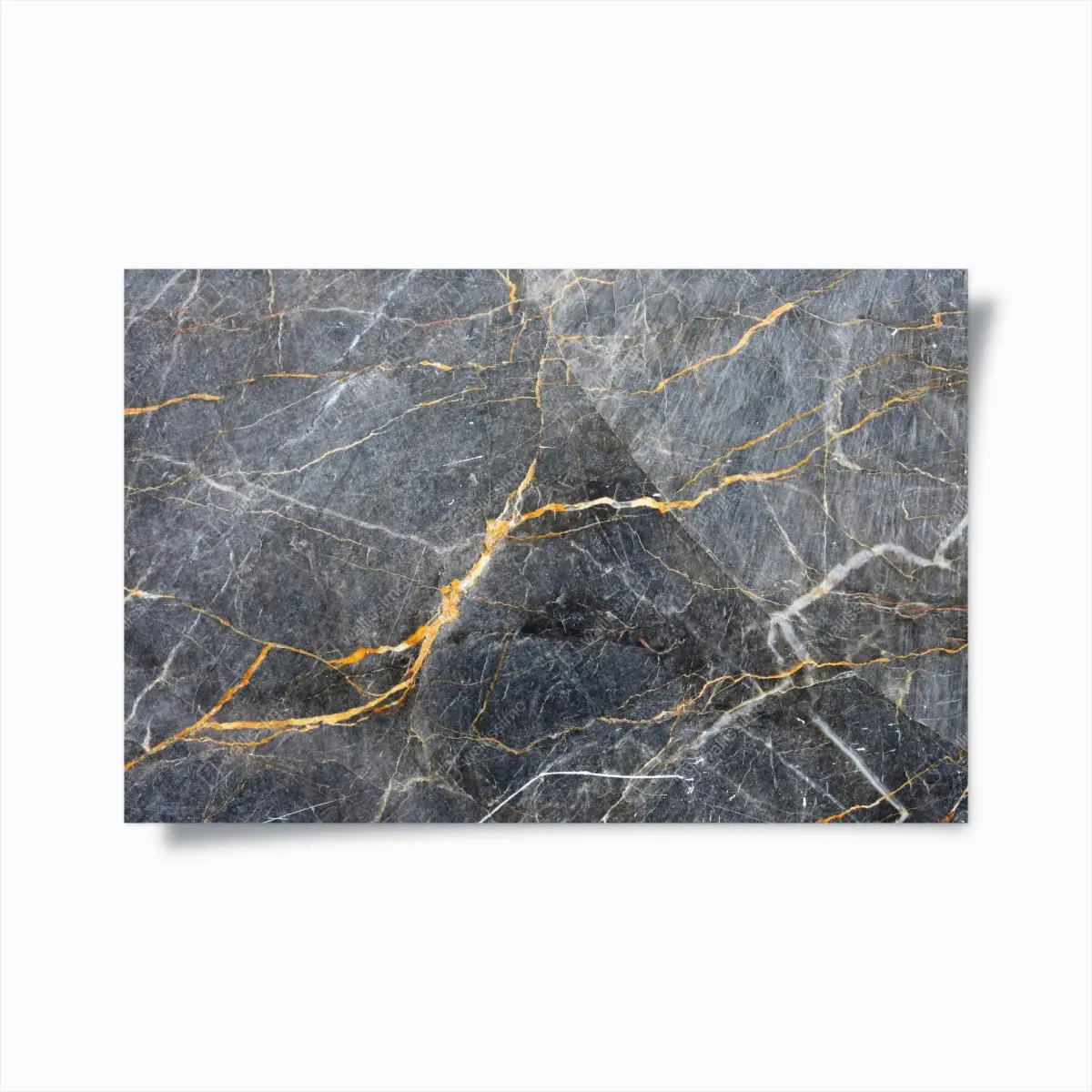 Poster dunkelgrauer marmor mit goldenen adern – Pixers®