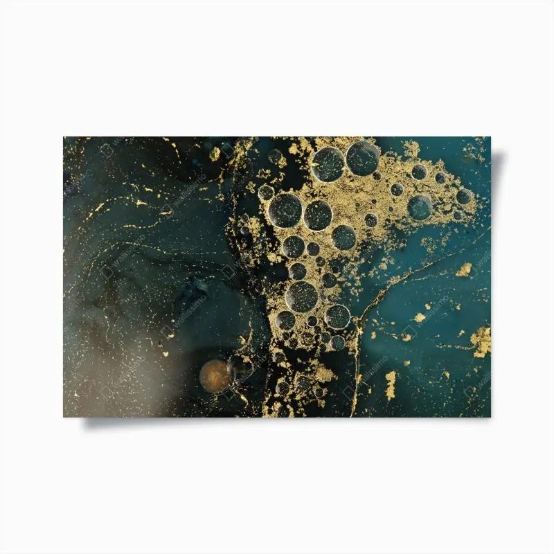 Poster türkis-gold abstrakte marmorierte textur