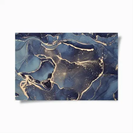 Poster traumhafte abstrakte fließmalerei in blau und gold – Pixers®