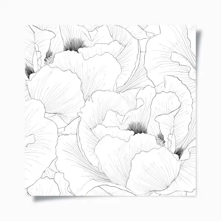 Poster feine botanische linienzeichnung mit blumen – Pixers®
