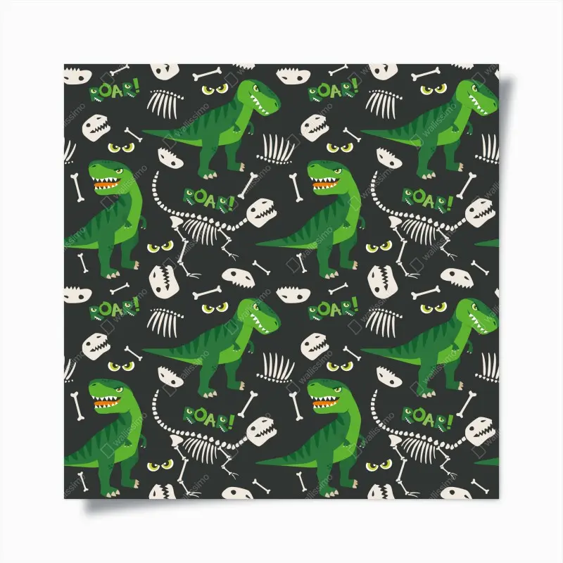 Poster verspieltes grünes t-rex muster