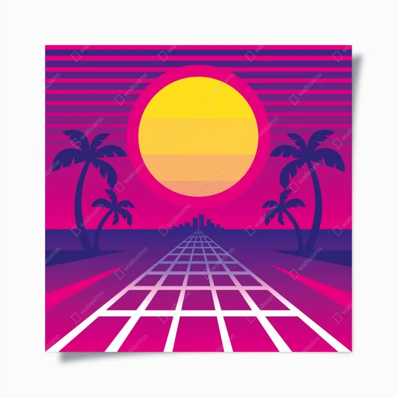 Poster neon sonnenuntergang skyline