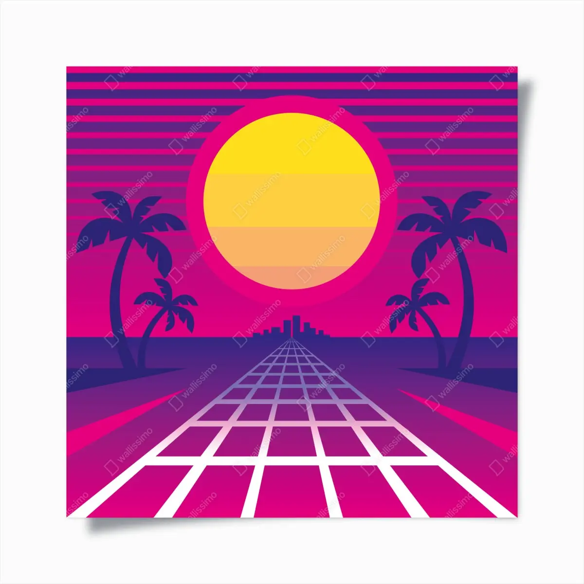 Poster neon sonnenuntergang skyline – Pixers®