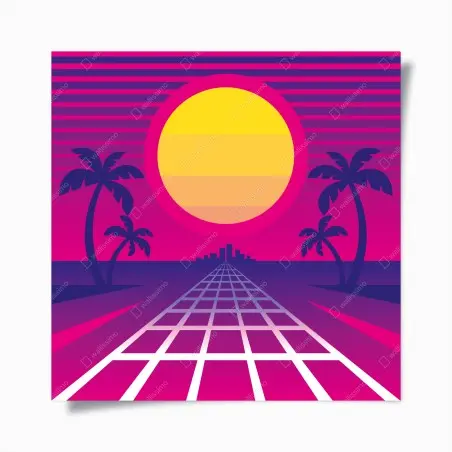 Poster neon sonnenuntergang skyline – Pixers®