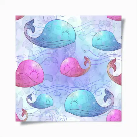 Poster aquarellwale im pastellmuster fürs kinderzimmer – Pixers®