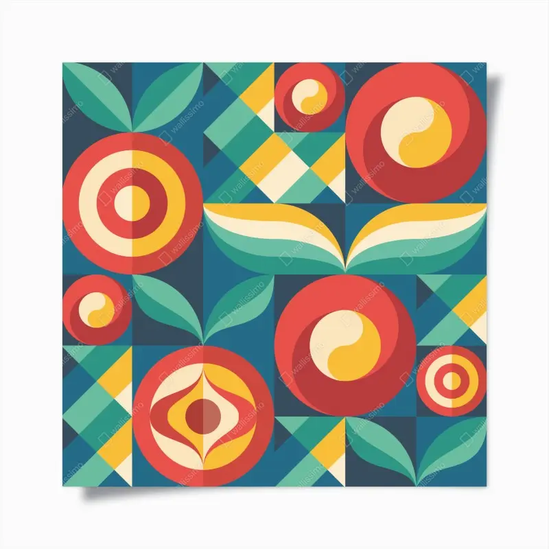 Poster lebhaftes geometrisches blumenmuster