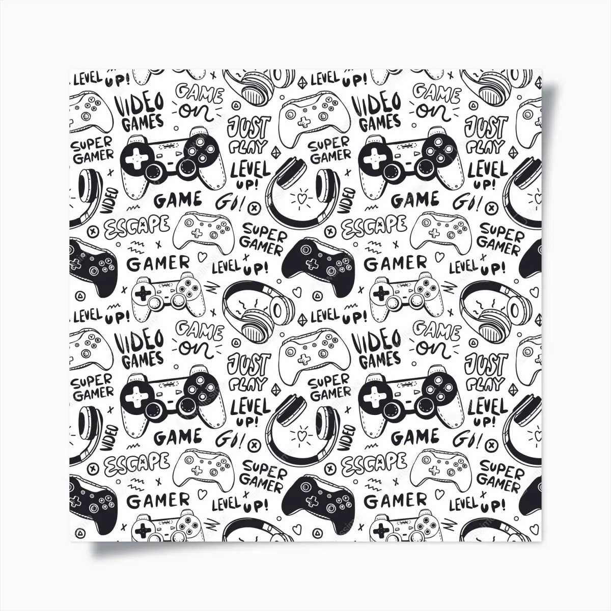 Poster doodle-muster mit videospiel-controllern – Pixers®