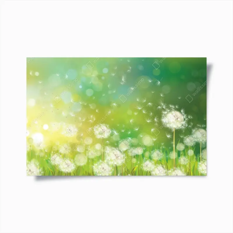 Poster frühlingswiese mit löwenzahn