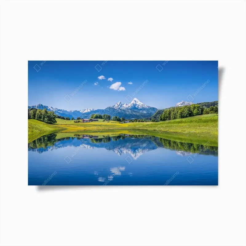 Poster alpine spiegelung: ruhige berglandschaft