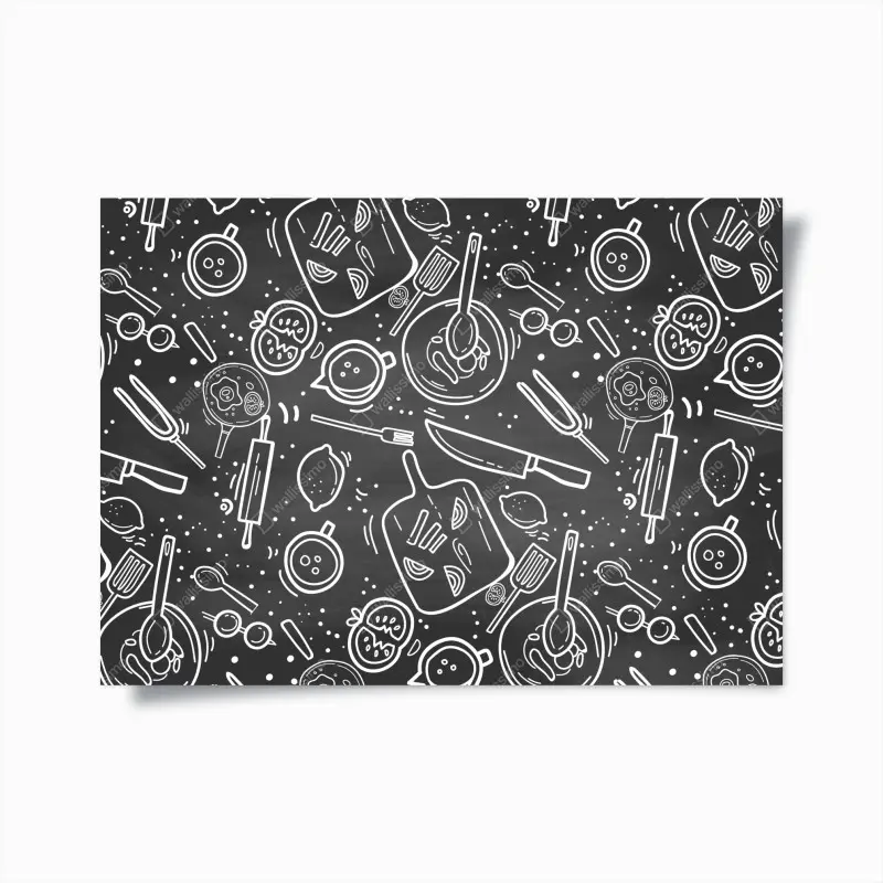 Poster küchen tafel-doodle-muster