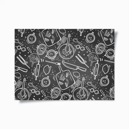 Poster küchen tafel-doodle-muster – Pixers®