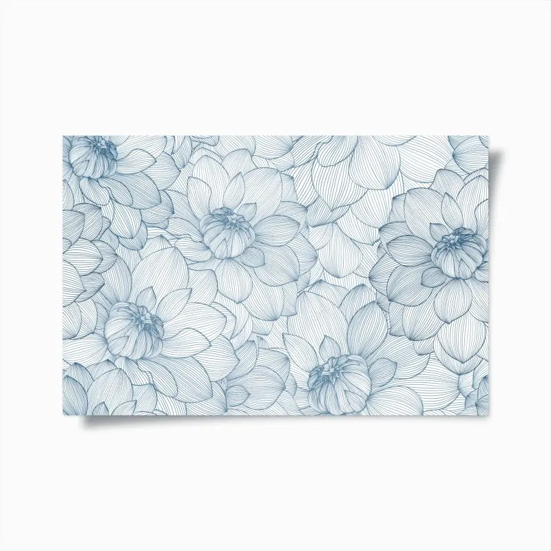Poster zartes blaues blumenlinienmuster