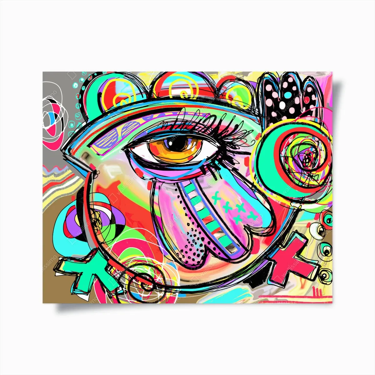 Poster lebhaftes abstraktes auge im pop-art stil – Pixers®