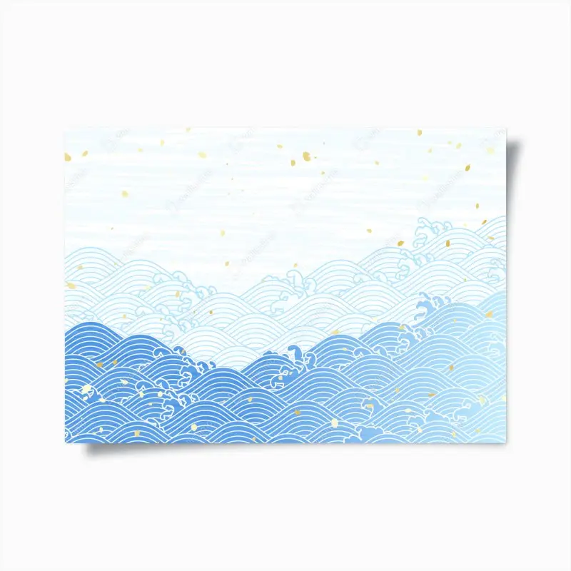 Poster ruhige blaue wellen mit goldakzenten