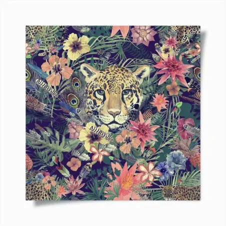 Poster vintage aquarell leopard im tropischen dschungel – Pixers®