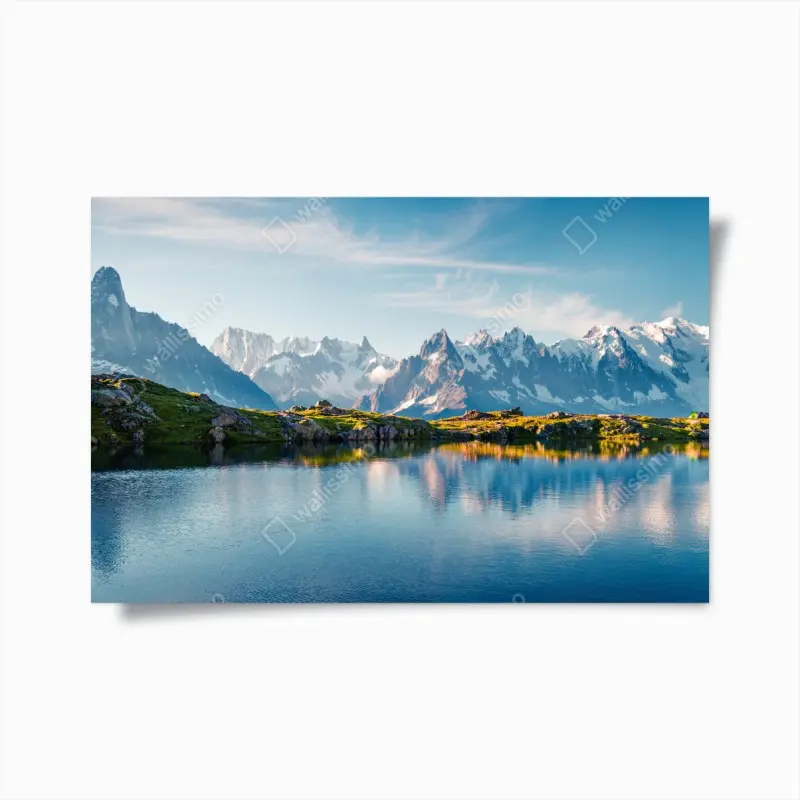 Poster panorama von Lac Blanc und Mont Blanc