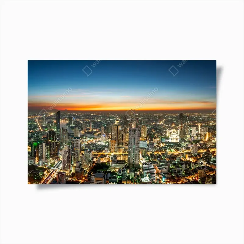 Poster panorama von Bangkok bei dämmerung