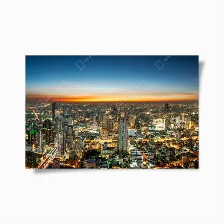Poster panorama von Bangkok bei dämmerung – Pixers®
