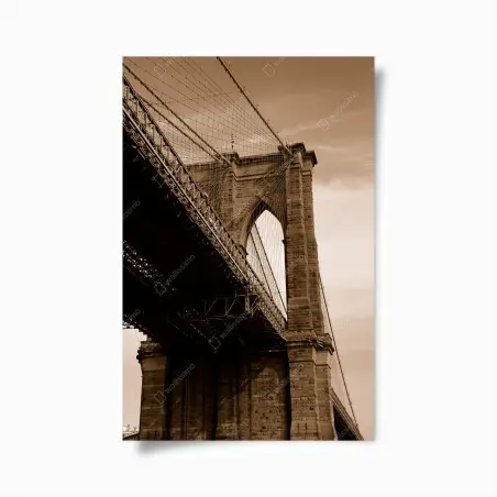 Poster sepia ansicht der Brooklyn Bridge – Pixers®