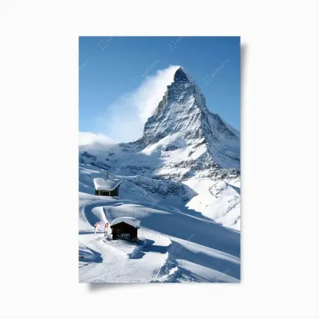 Poster majestätischer alpiner gipfel im winter – Pixers®
