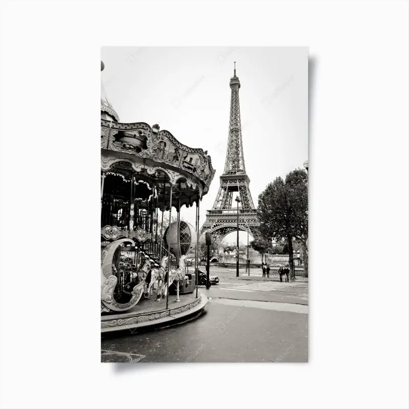 Poster Eiffelturm und karussell in Paris