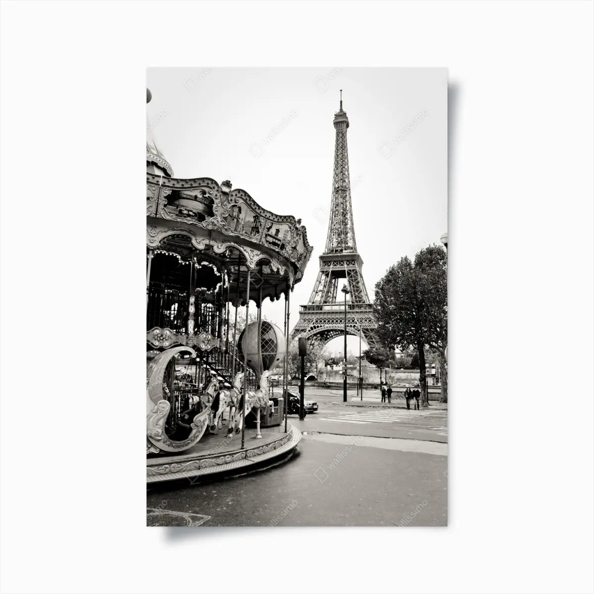 Poster Eiffelturm und karussell in Paris – Pixers®