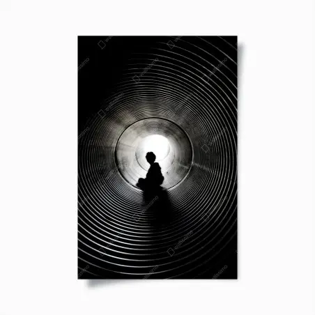 Poster silhouette in einem spiraltunnel – Pixers®