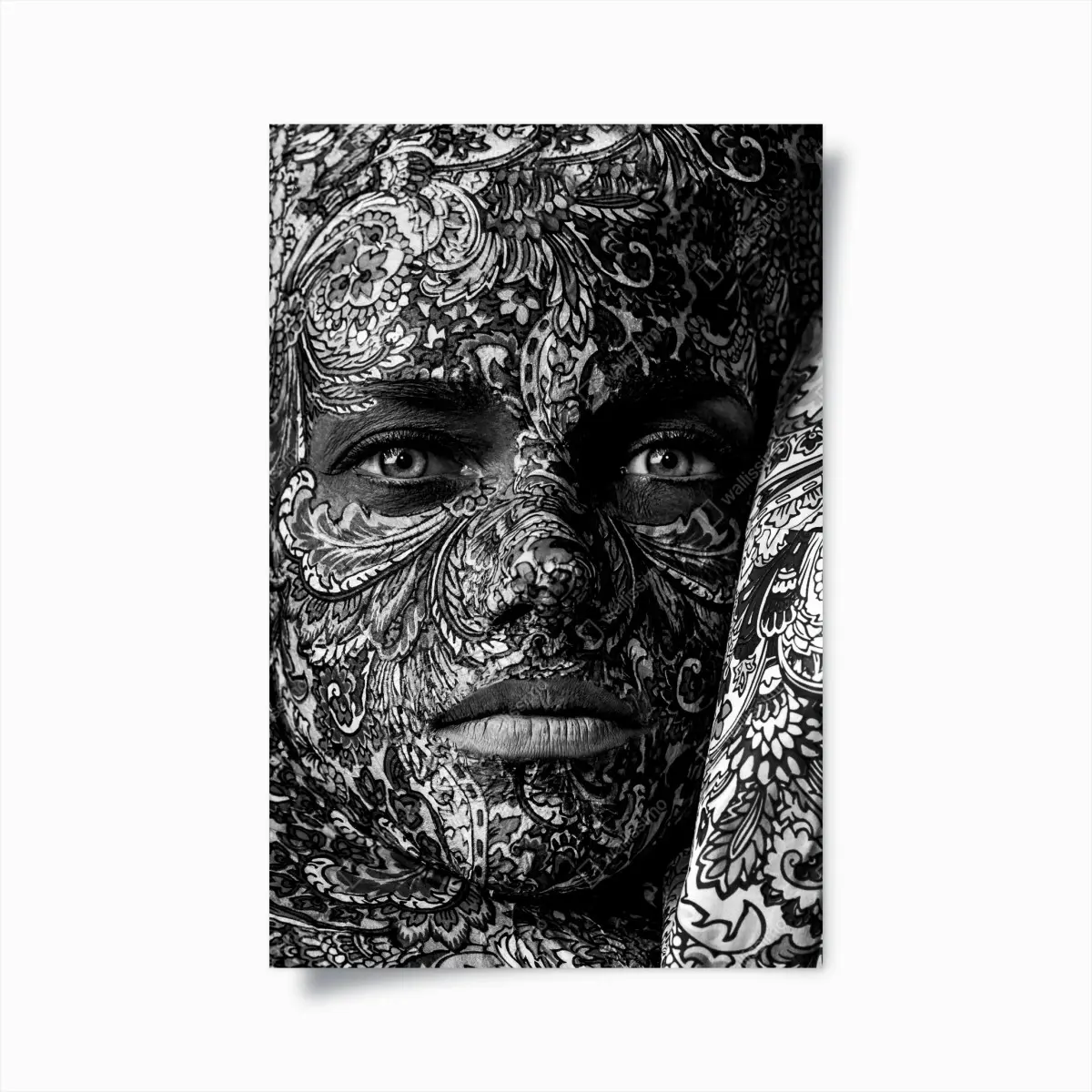 Poster ornamentales porträt mit floralen mustern – Pixers®