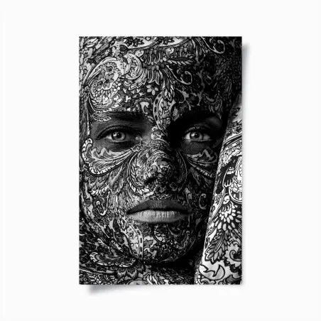 Poster ornamentales porträt mit floralen mustern – Pixers®