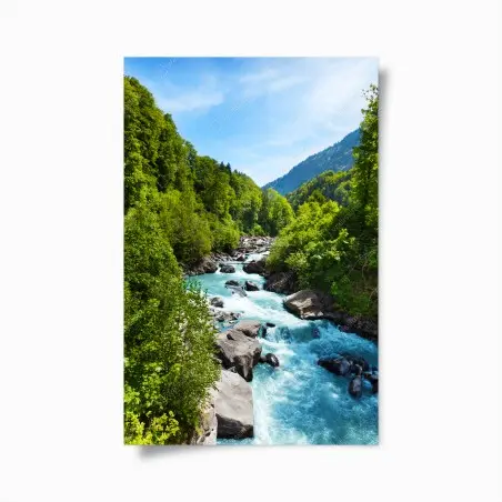Poster gletscherfluss im grünen tal – Pixers®