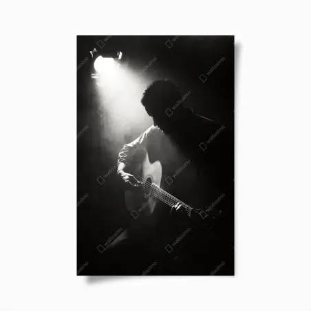 Poster silhouette eines gitaristen im scheinwerferlicht – Pixers®