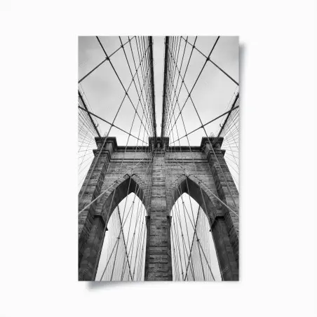 Poster perspektive der Brooklyn Bridge in monochrom – Pixers®