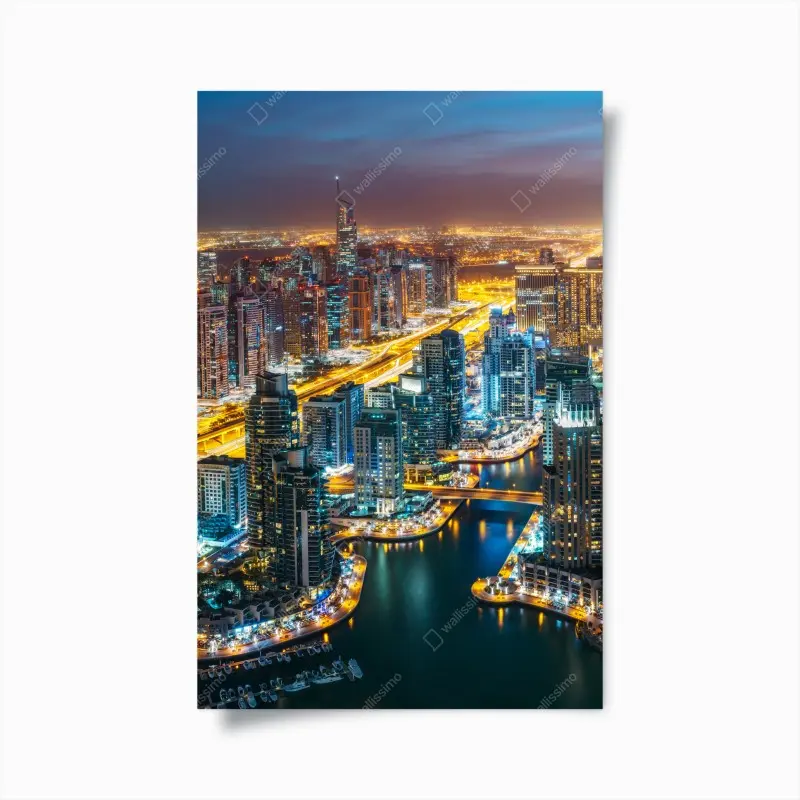 Poster nächtliche skyline Dubai Marina