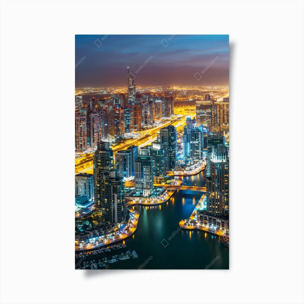 Poster nächtliche skyline Dubai Marina – Pixers®